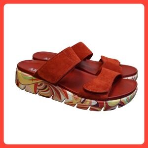 Alegria Linn Red Suede Platform Wedge Sandals Women's 36 EU 6-6.5 Comfort Swirl